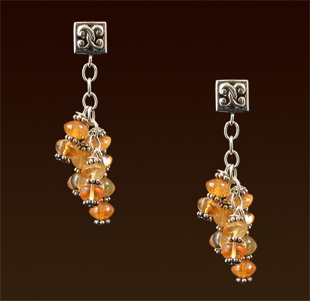 Carnelian, Bali silver spacers, sterling chani & post earrings