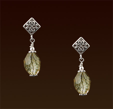 Faceted lemon quartz stones, sterling post earrings