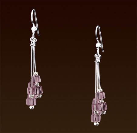 Amethyst cubes, sterling stems & french wires earrings