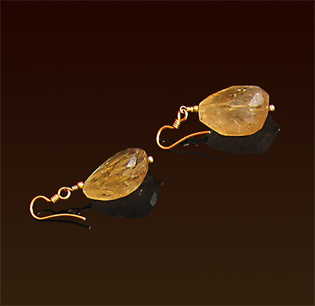 Faceted citrine drops, gold filled french wires earrings