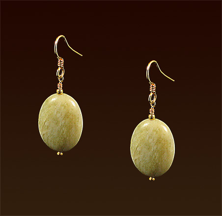 Smooth agate gemstone, gold filled french wires earrings