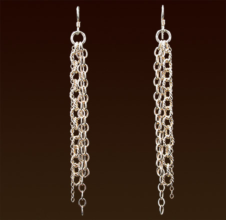 Sterling multi links dangling chains, french wires earrings