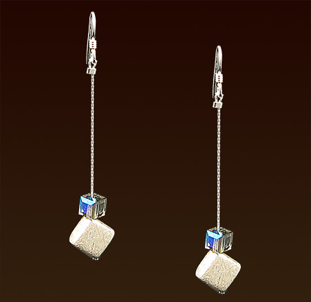 Swarovski crystals, sterling satin beads & french wires earrings