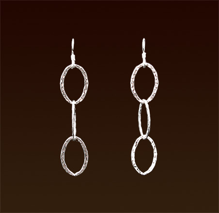 Hammered sterling links on french wires earrings